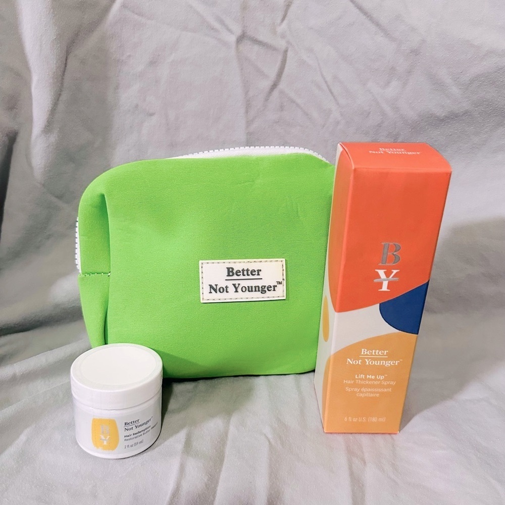 Better Not Younger Hair Care Restorative Spray and Restorative Masque With Pouch